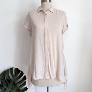 AllSaints Cheyne Blush Pink Shirt Blouse Women’s Size 6 Asymmetrical High Low